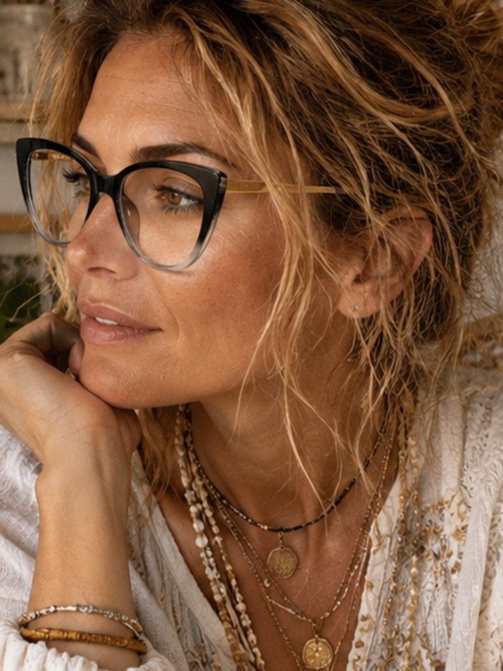 Cat Eye Fashion Glasses Black Ombre Frames